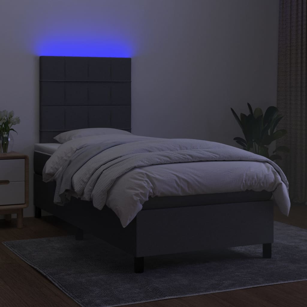 8720845603786_g_en_hd_1 vidaXL Box Spring Bed with Mattress&LED Dark Grey 106x203 cm King Single Size Fabric - Image 3
