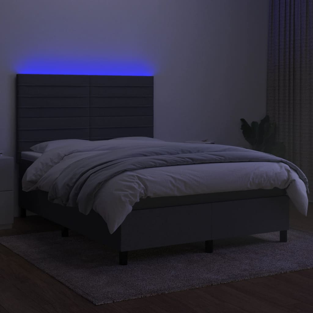 8720845603793_g_en_hd_1 vidaXL Box Spring Bed with Mattress&LED Dark Grey 137x187 cm Double Size Fabric - Image 3