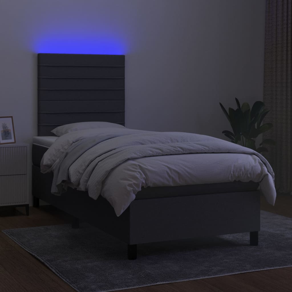 8720845603816_g_en_hd_1 vidaXL Box Spring Bed with Mattress&LED Dark Grey 106x203 cm King Single Size Fabric - Image 3