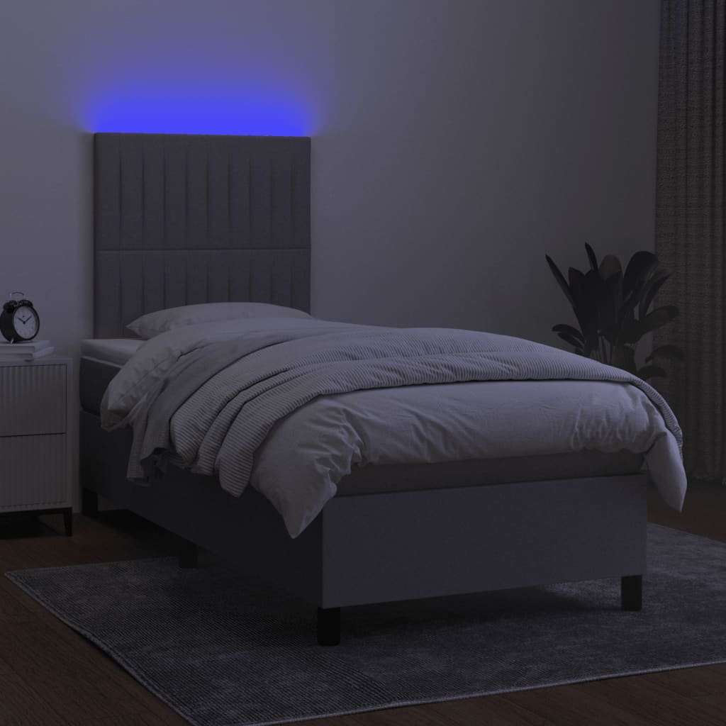 8720845603847_g_en_hd_1 vidaXL Box Spring Bed with Mattress&LED Dark Grey 106x203 cm King Single Size Fabric - Image 3