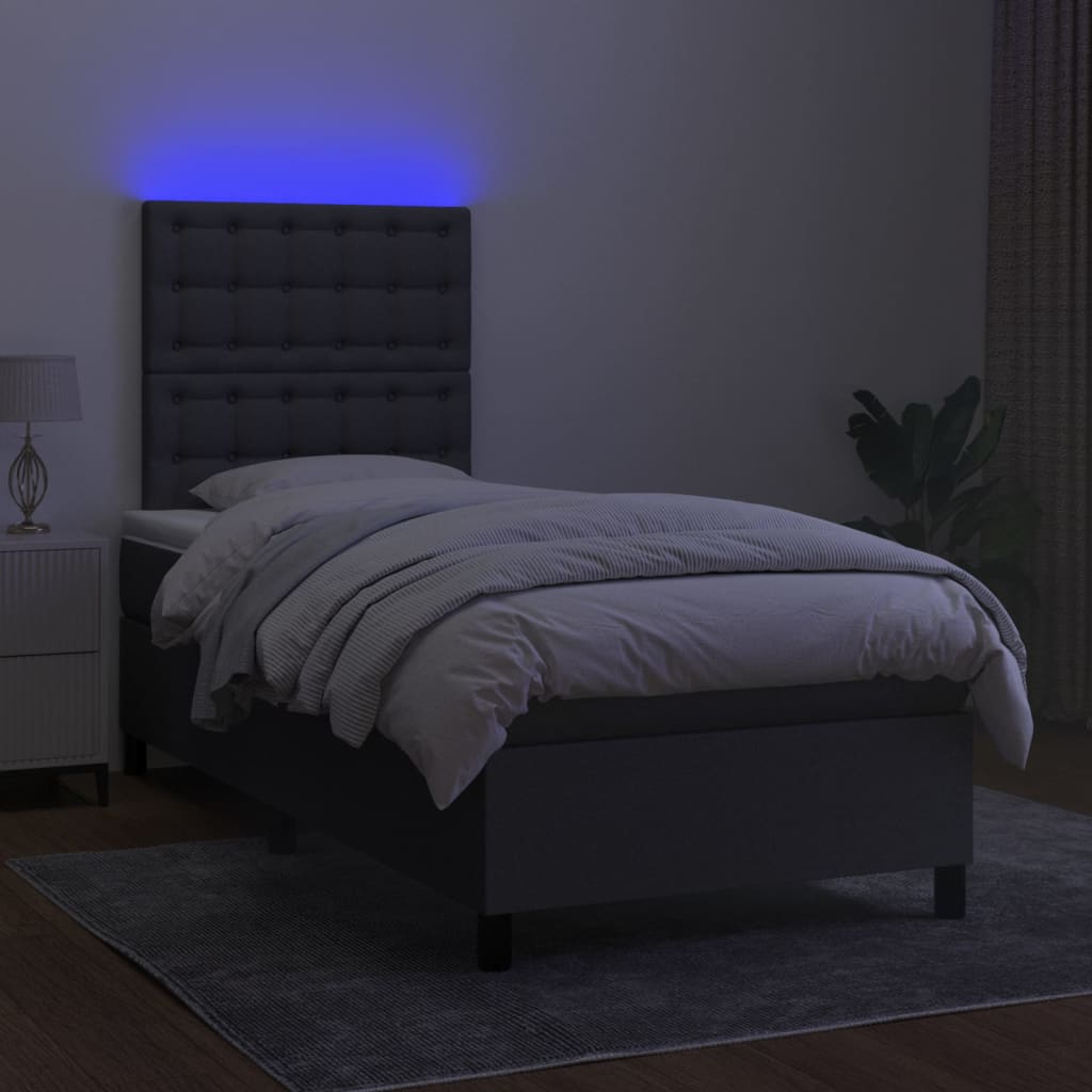8720845603908_g_en_hd_1 vidaXL Box Spring Bed with Mattress&LED Dark Grey 106x203 cm King Single Size Fabric - Image 3