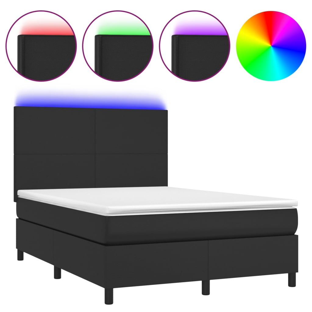8720845603915_a_en_hd_1 vidaXL Box Spring Bed with Mattress&LED Black 137x187 cm Double Size Faux Leather - Image 2