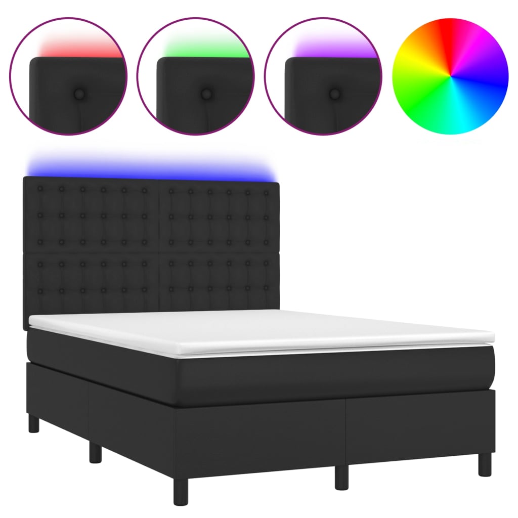 8720845603977_a_en_hd_1 vidaXL Box Spring Bed with Mattress&LED Black 137x187 cm Double Size Faux Leather - Image 2