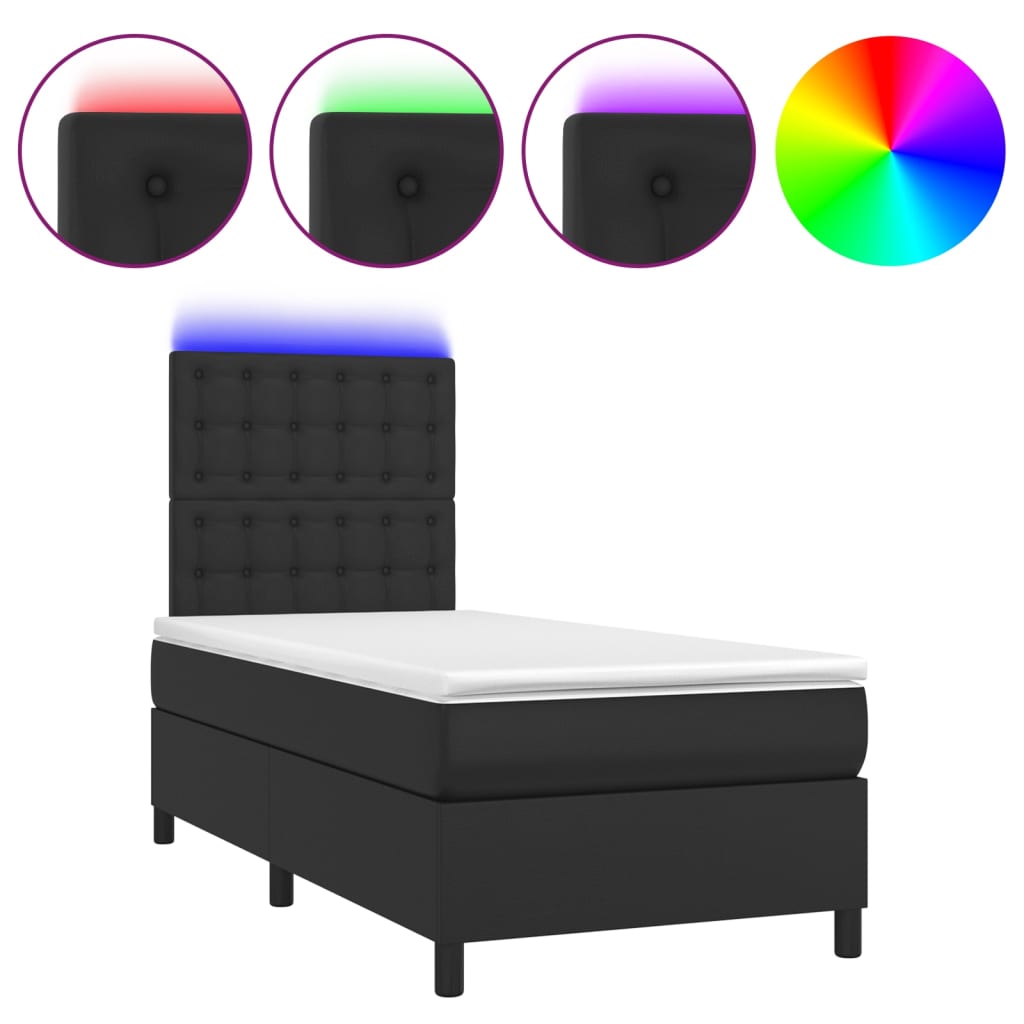 8720845603991_a_en_hd_1 vidaXL Box Spring Bed with Mattress&LED Black 106x203 cm King Single Size Faux Leather - Image 2