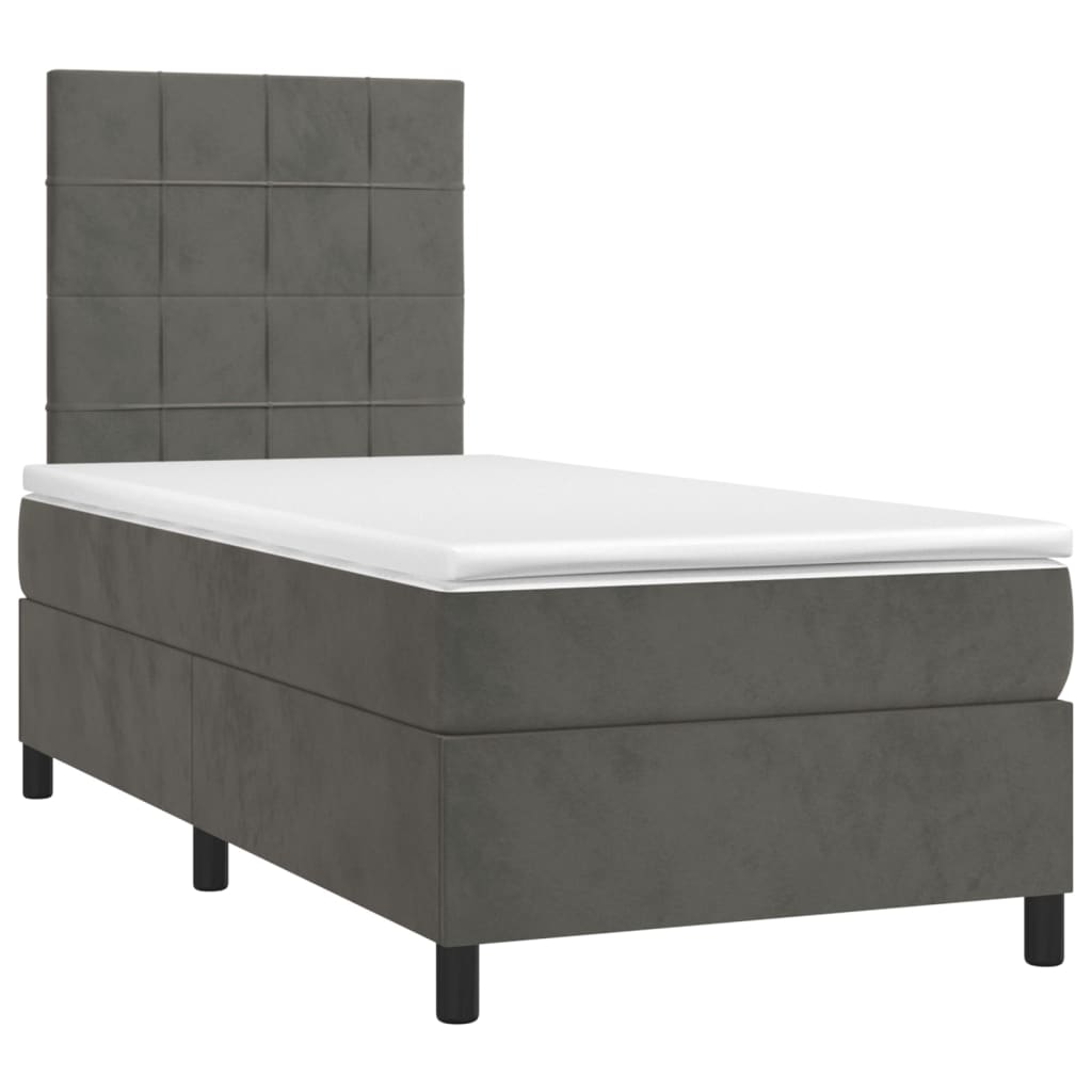 8720845604080_g_en_hd_2 vidaXL Box Spring Bed with Mattress&LED Dark Grey 106x203 cm King Single Size Velvet - Image 4