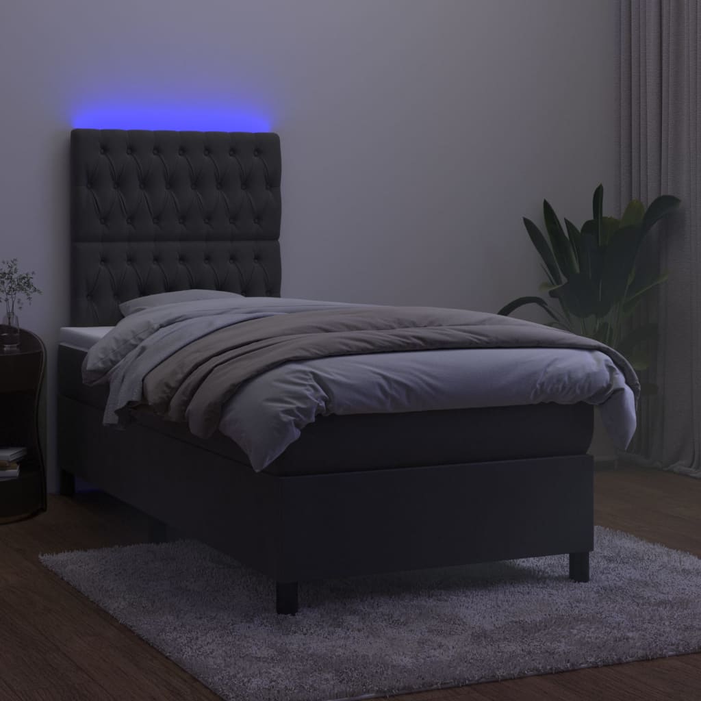8720845604172_g_en_hd_1 vidaXL Box Spring Bed with Mattress&LED Dark Grey 106x203 cm King Single Size Velvet - Image 3