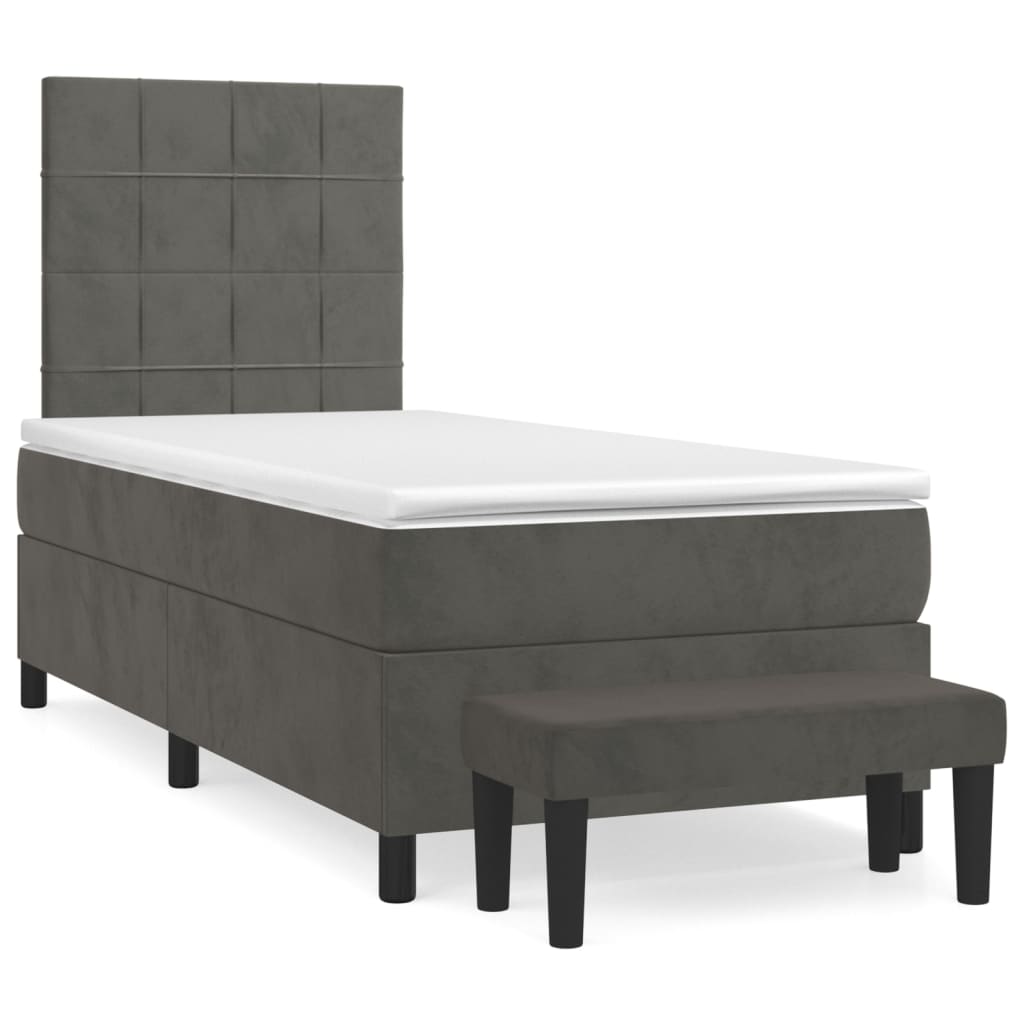 8720845605100_a_en_hd_1 vidaXL Box Spring Bed with Mattress Dark Grey 106x203 cm King Single Size Velvet - Image 2