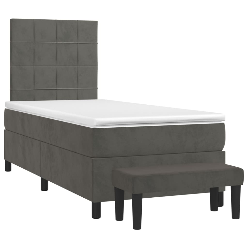 8720845605100_g_en_hd_1 vidaXL Box Spring Bed with Mattress Dark Grey 106x203 cm King Single Size Velvet - Image 3