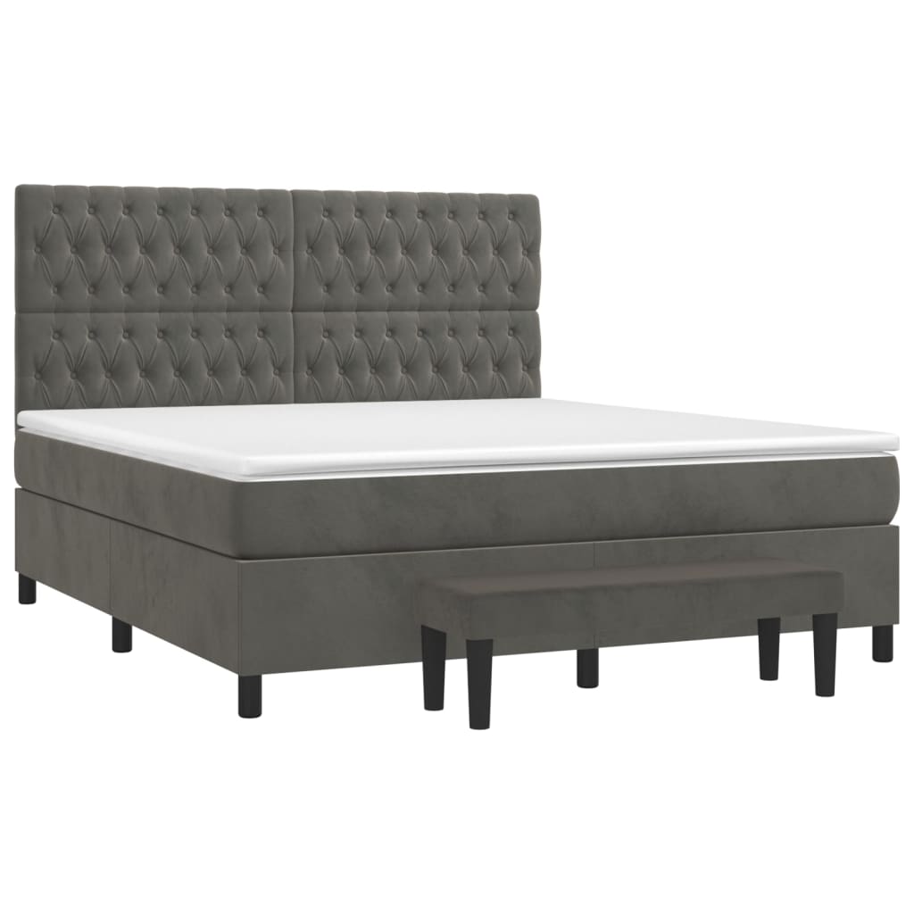 8720845605186_g_en_hd_1 vidaXL Box Spring Bed with Mattress Dark Grey 153x203 cm Queen Size Velvet - Image 3
