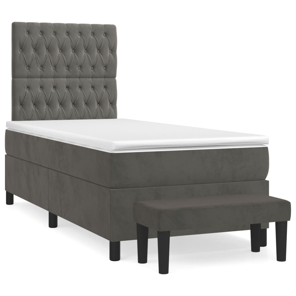 8720845605193_a_en_hd_1 vidaXL Box Spring Bed with Mattress Dark Grey 106x203 cm King Single Size Velvet - Image 2