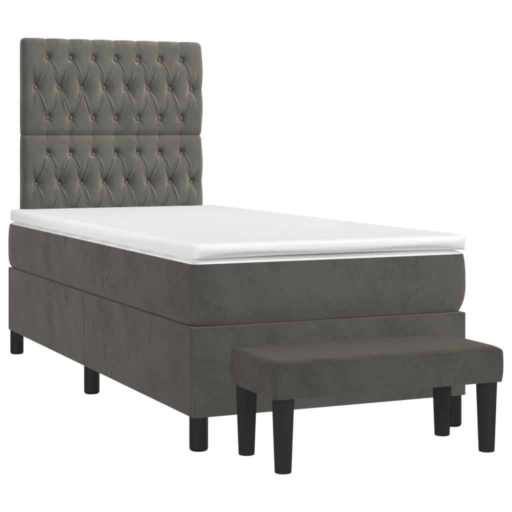 8720845605193_g_en_hd_1 vidaXL Box Spring Bed with Mattress Dark Grey 106x203 cm King Single Size Velvet - Image 3