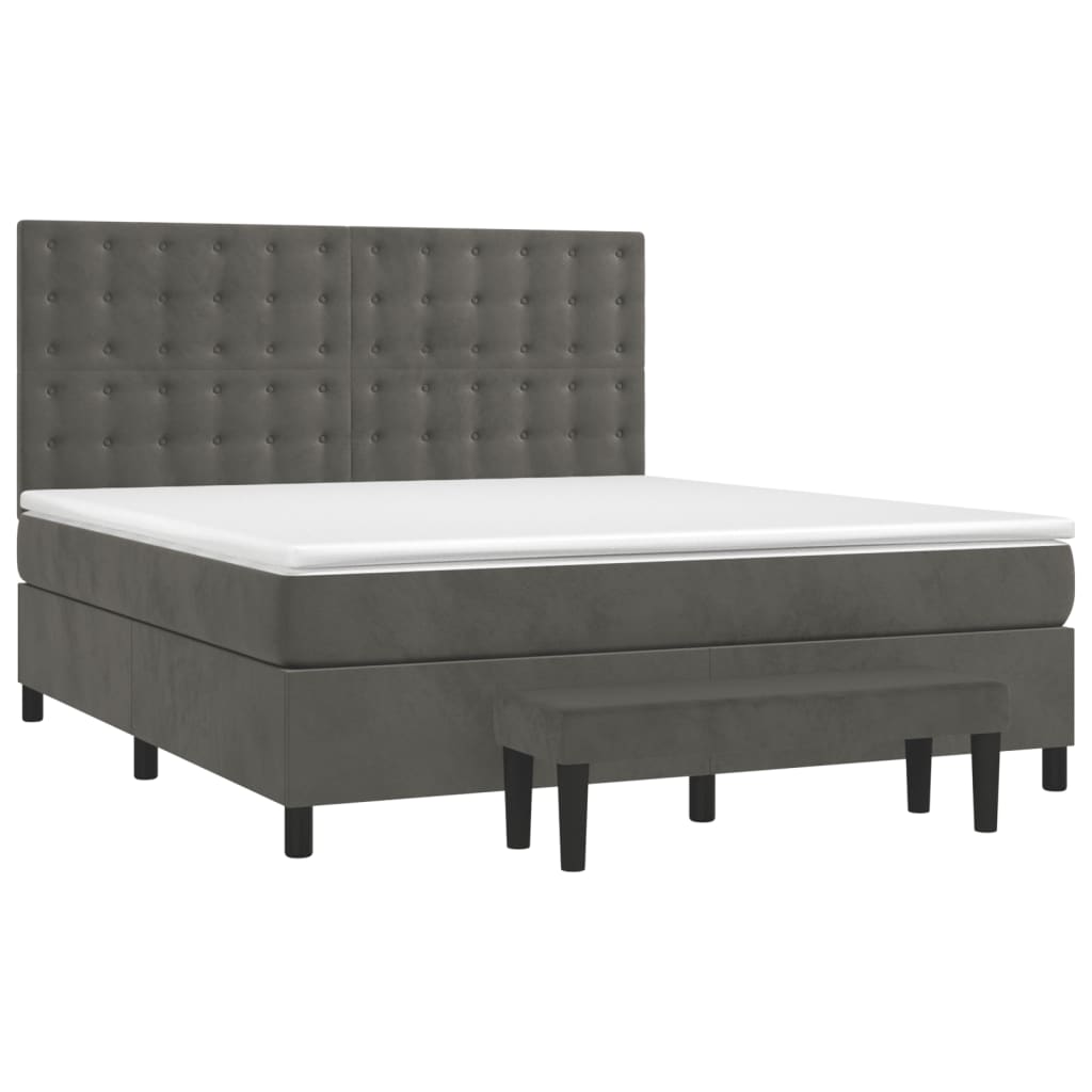8720845605216_g_en_hd_1 vidaXL Box Spring Bed with Mattress Dark Grey 153x203 cm Queen Size Velvet - Image 3