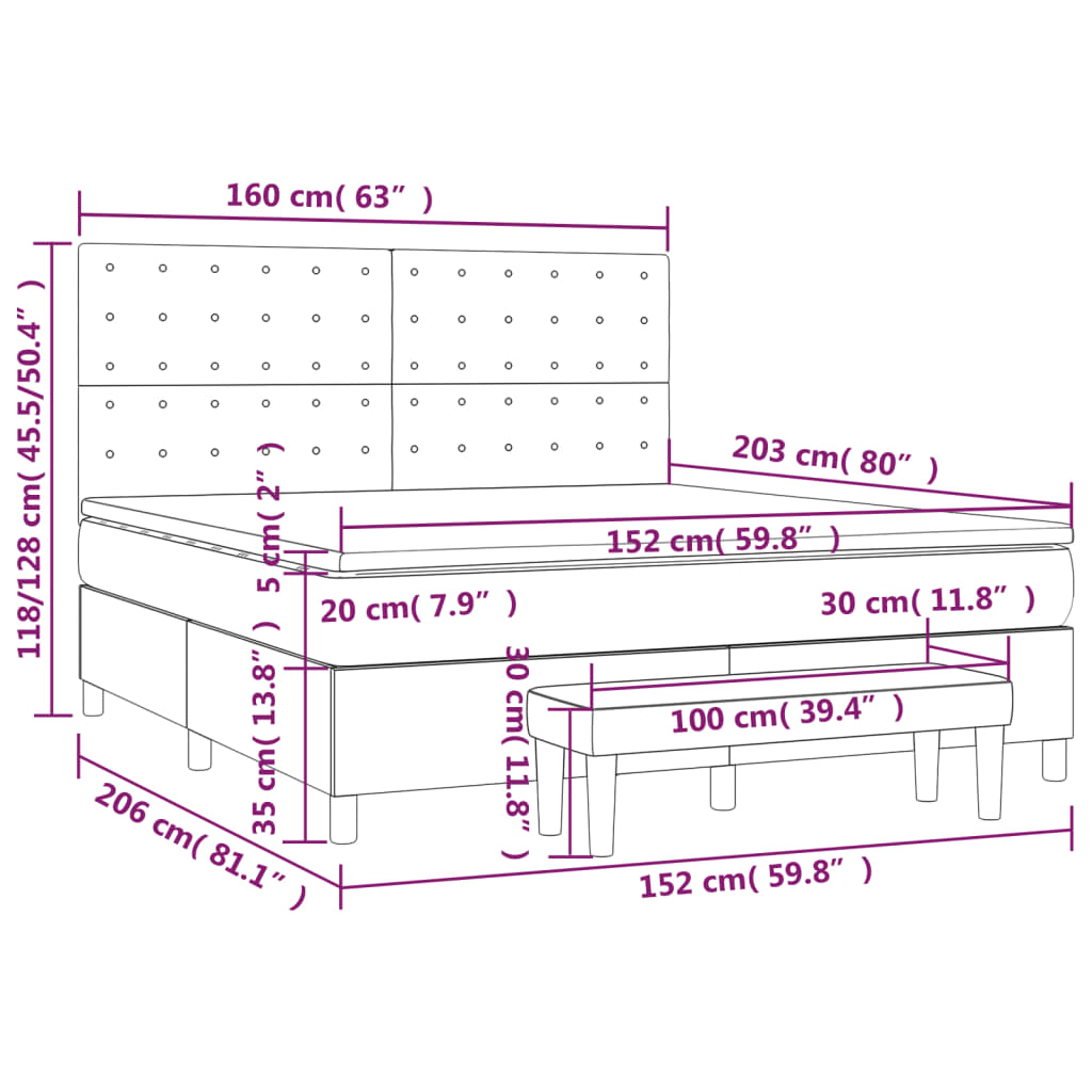 8720845605216_g_en_hd_6 vidaXL Box Spring Bed with Mattress Dark Grey 153x203 cm Queen Size Velvet - Image 8