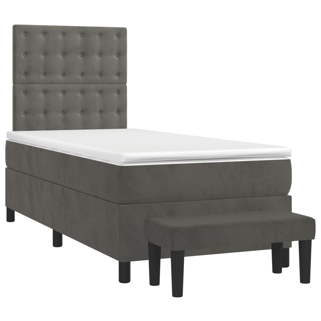 8720845605223_g_en_hd_1 vidaXL Box Spring Bed with Mattress Dark Grey 106x203 cm King Single Size Velvet - Image 3