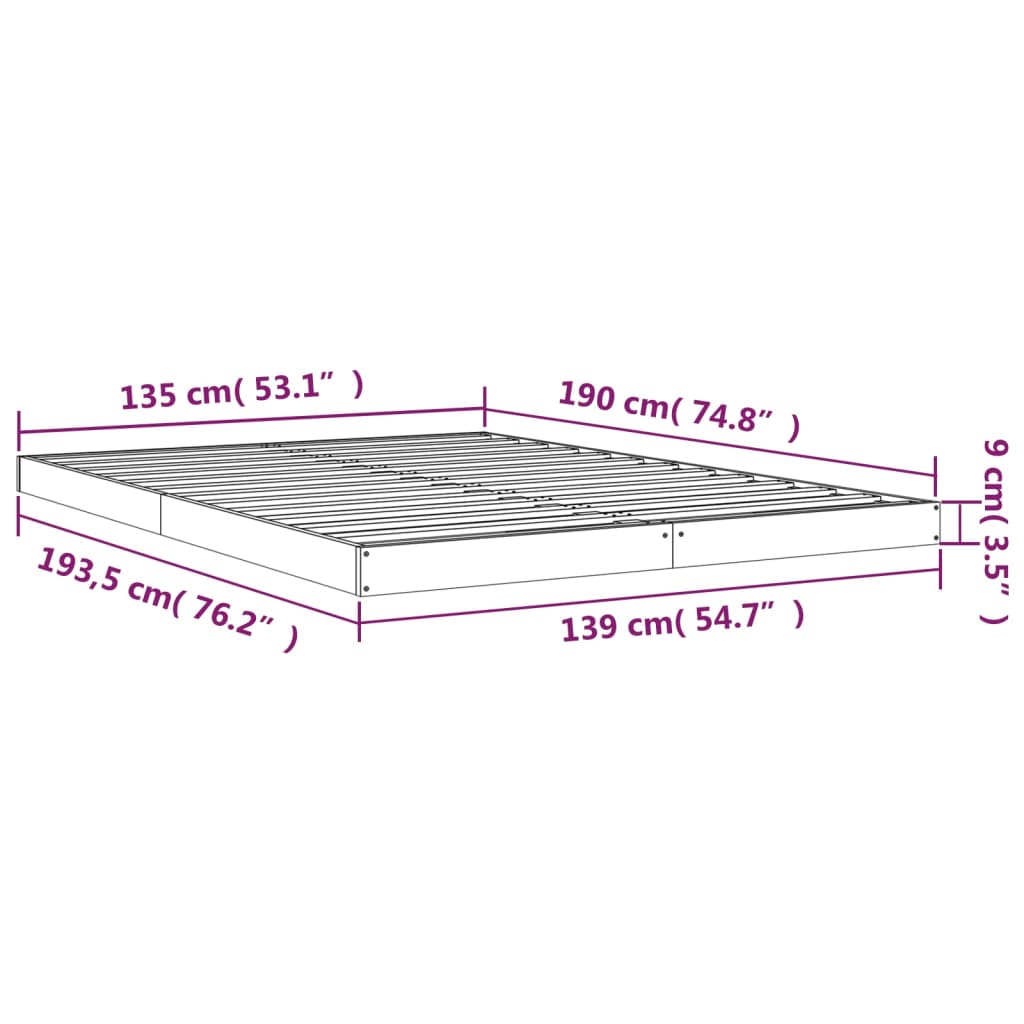 8720845639952_g_en_hd_6 vidaXL Bed Frame without Mattress White 135x190 cm Solid Wood Pine - Image 8