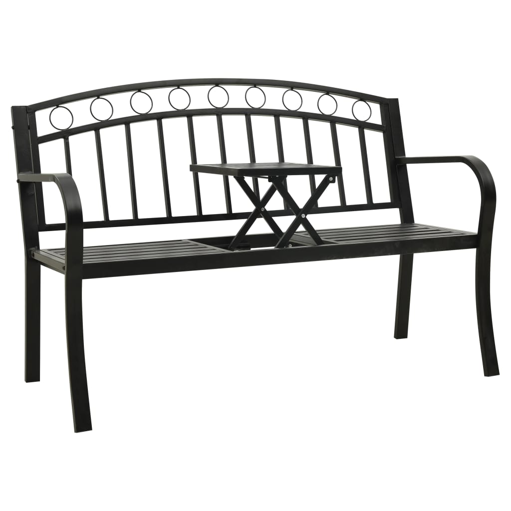 8720845642518_a_en_hd_1 vidaXL Garden Bench with Table Black 120 cm Steel - Image 1