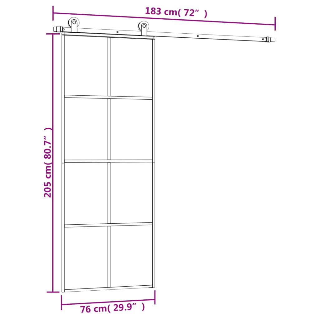 8720845648183_g_en_hd_7 vidaXL Sliding Door with Hardware Set 76x205 cm ESG Glass&Aluminium - Image 9