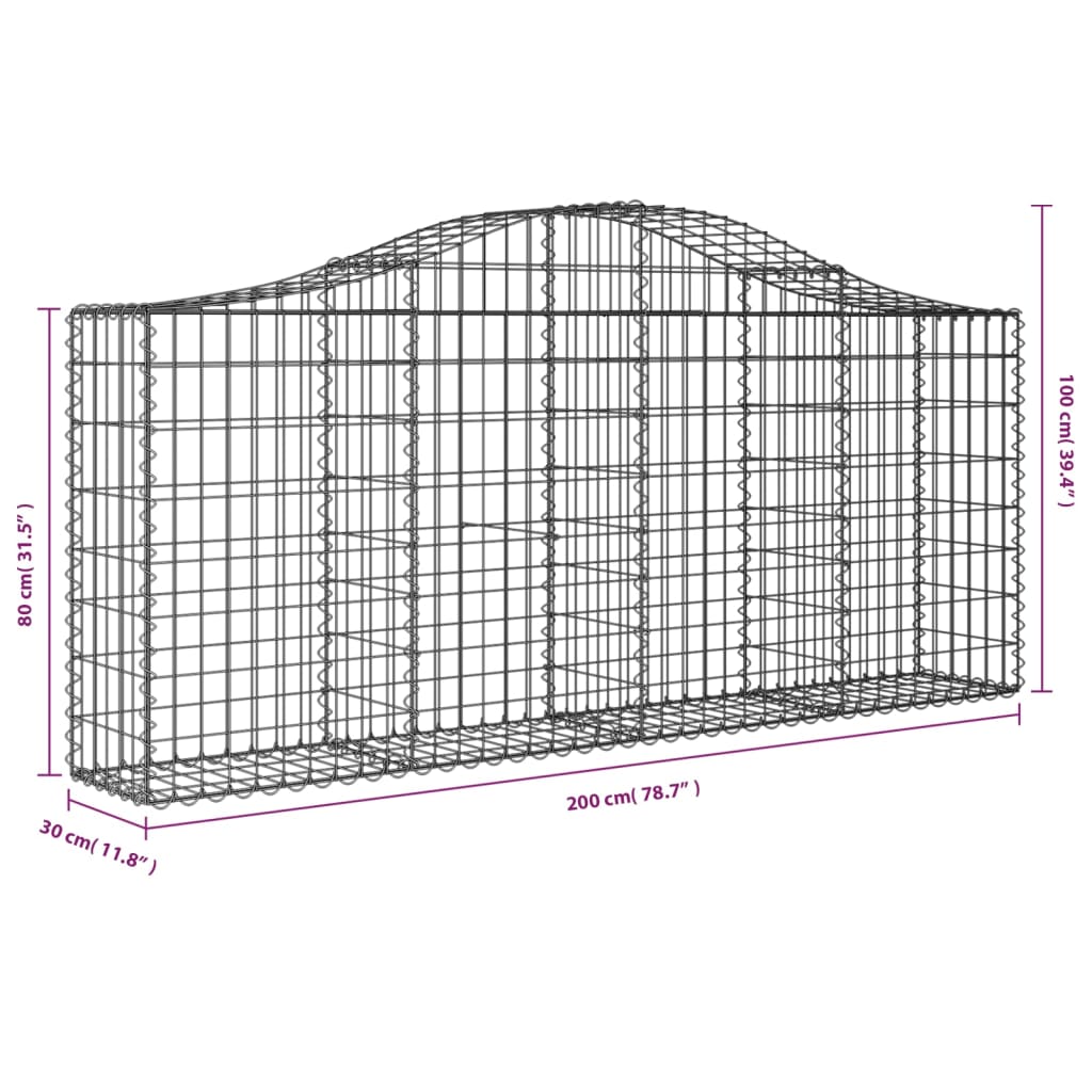 8720845650476_g_en_hd_3 vidaXL Arched Gabion Basket 200x30x80/100 cm Galvanised Iron - Image 5