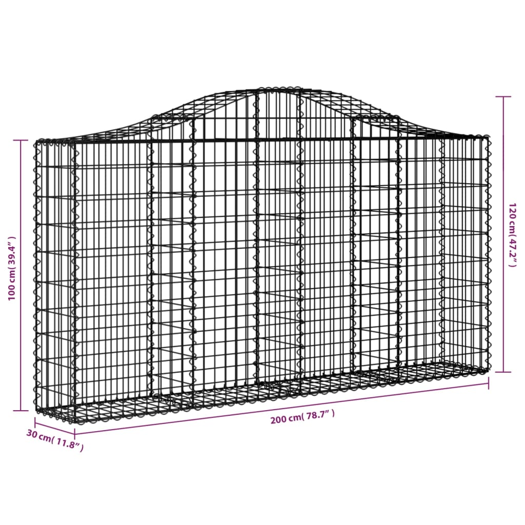 8720845650483_g_en_hd_3 vidaXL Arched Gabion Basket 200x30x100/120 cm Galvanised Iron - Image 5