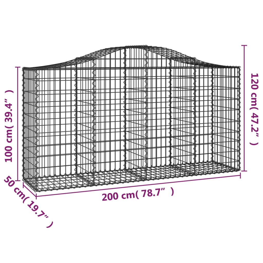 8720845650582_g_en_hd_3 vidaXL Arched Gabion Basket 200x50x100/120 cm Galvanised Iron - Image 5