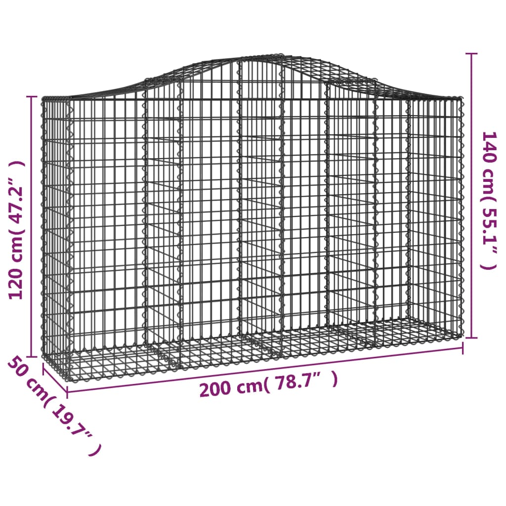 8720845650599_g_en_hd_3 vidaXL Arched Gabion Basket 200x50x120/140 cm Galvanised Iron - Image 5