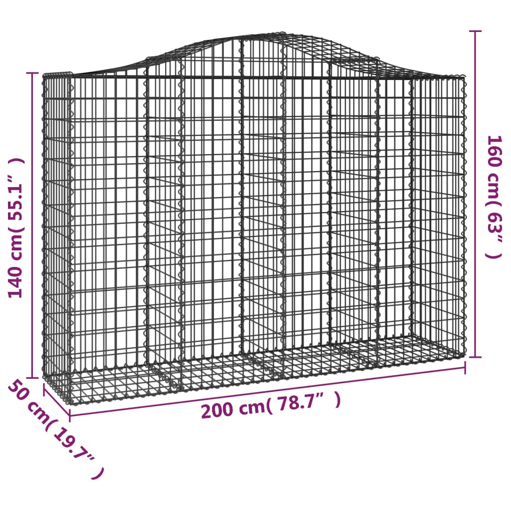 8720845650605_g_en_hd_3 vidaXL Arched Gabion Basket 200x50x140/160 cm Galvanised Iron - Image 5
