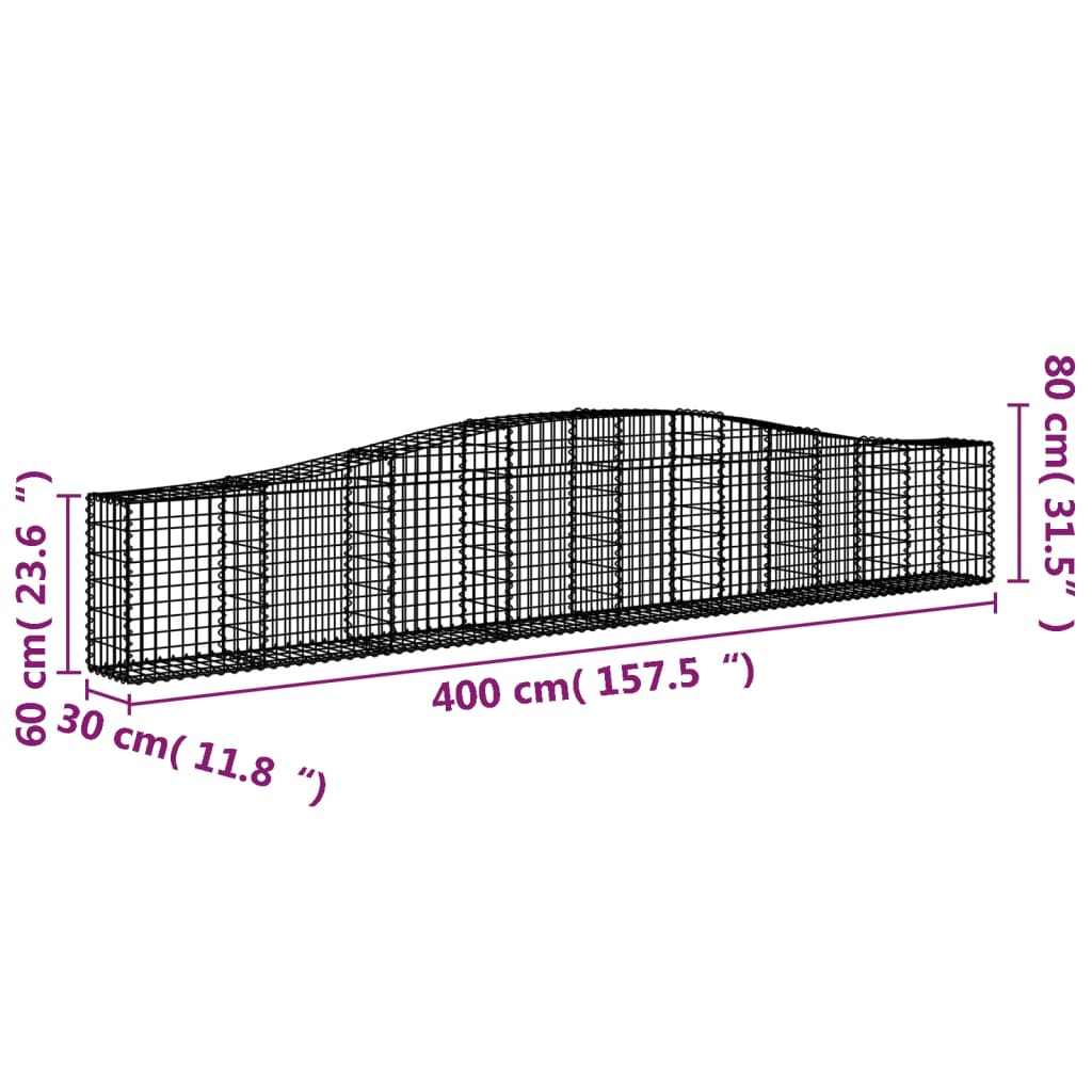 8720845650667_g_en_hd_3 vidaXL Arched Gabion Basket 400x30x60/80 cm Galvanised Iron - Image 5