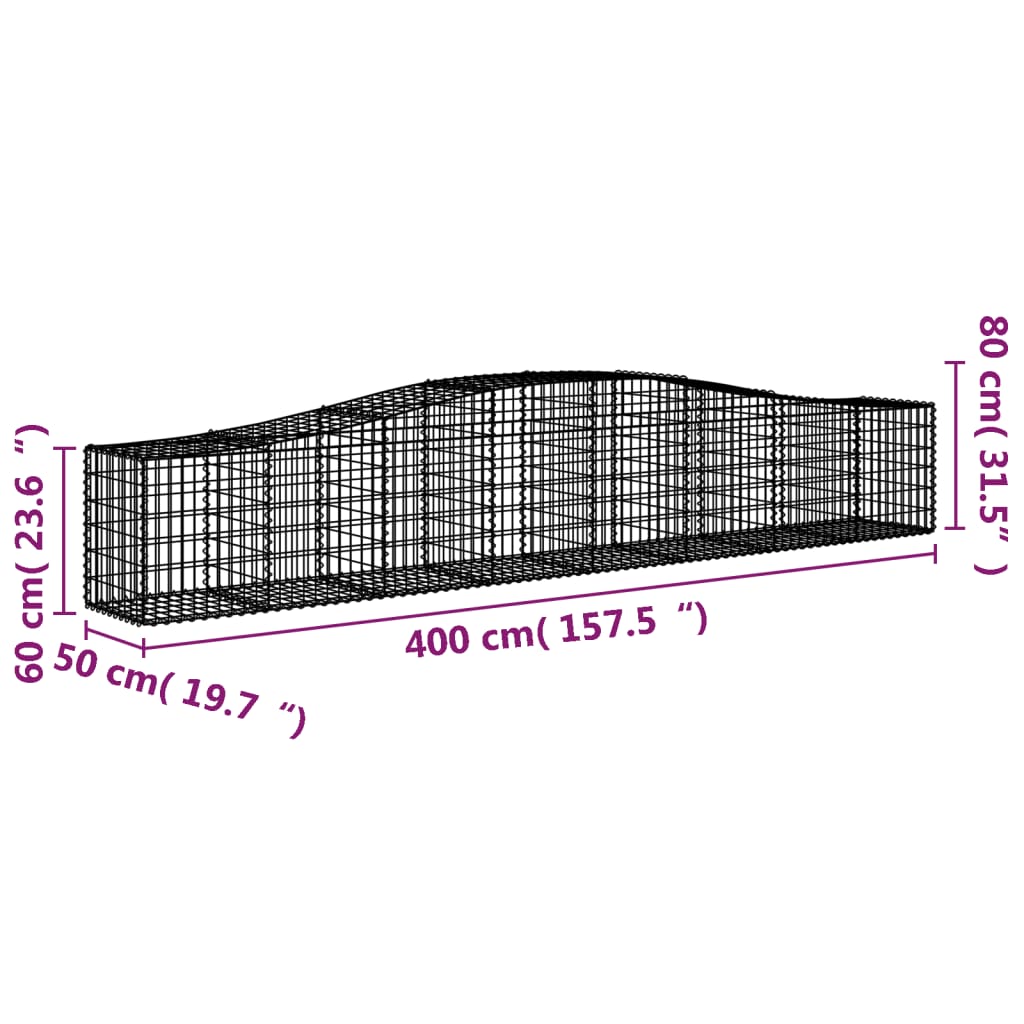 8720845650766_g_en_hd_3 vidaXL Arched Gabion Basket 400x50x60/80 cm Galvanised Iron - Image 5