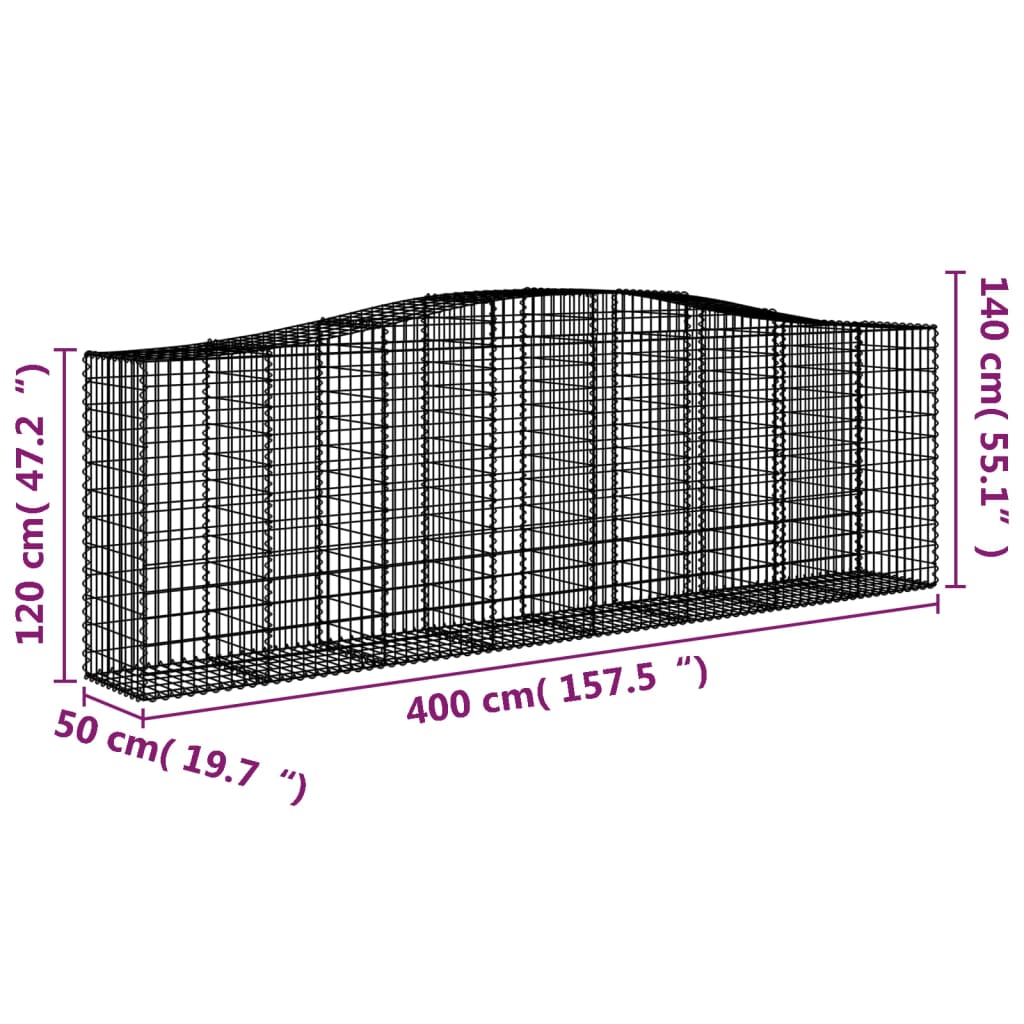 8720845650797_g_en_hd_3 vidaXL Arched Gabion Basket 400x50x120/140 cm Galvanised Iron - Image 5