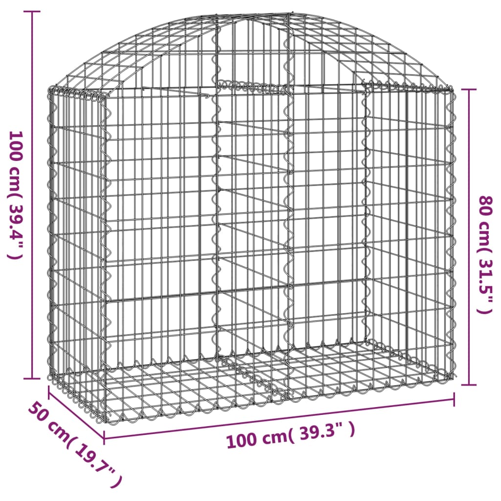 8720845650971_g_en_hd_3 vidaXL Arched Gabion Basket 100x50x80/100 cm Galvanised Iron - Image 5