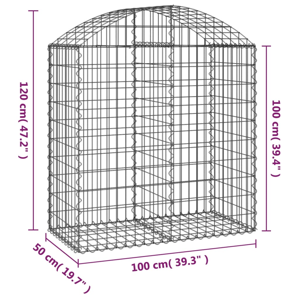 8720845650988_g_en_hd_3 vidaXL Arched Gabion Basket 100x50x100/120 cm Galvanised Iron - Image 5