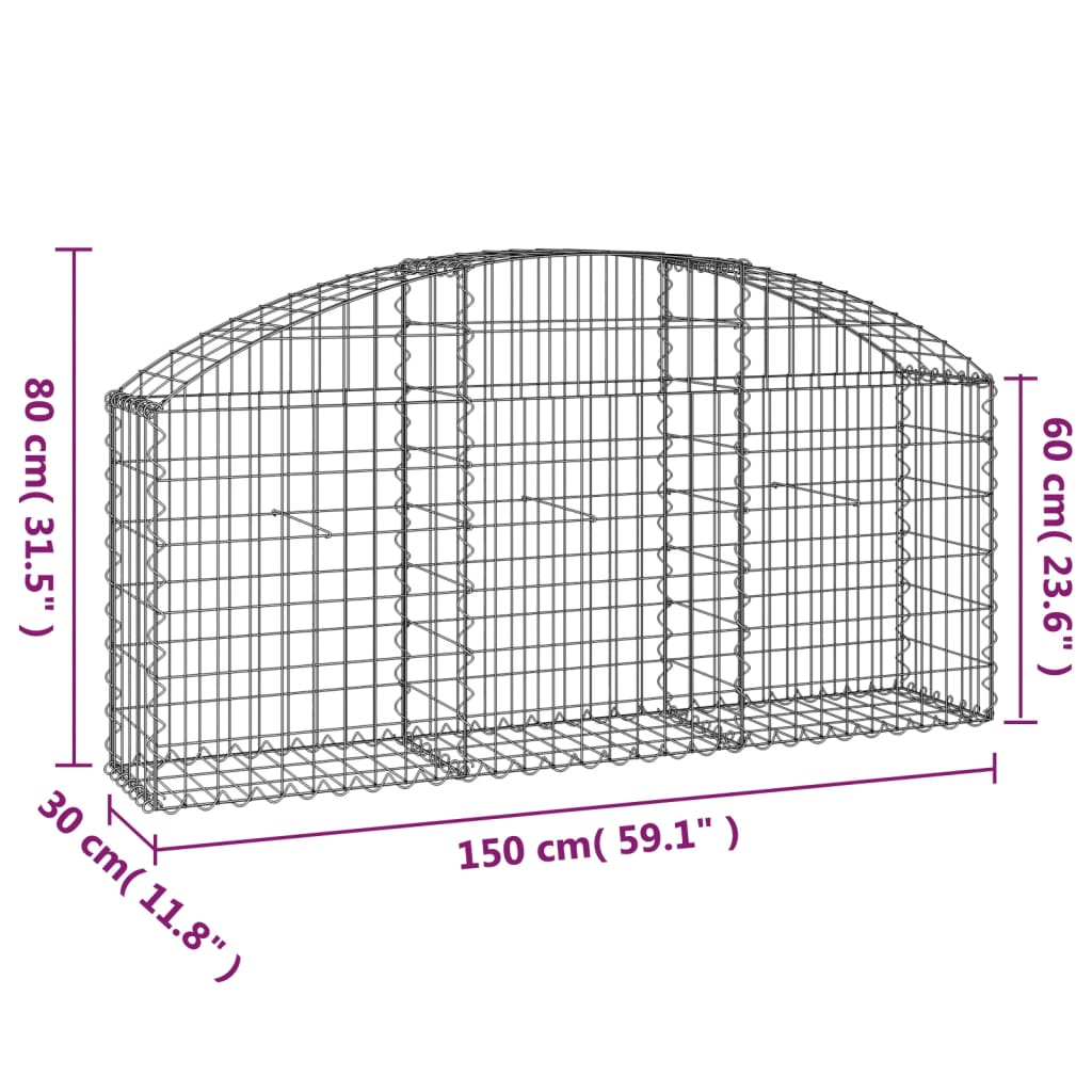 8720845651060_g_en_hd_3 vidaXL Arched Gabion Basket 150x30x60/80 cm Galvanised Iron - Image 5