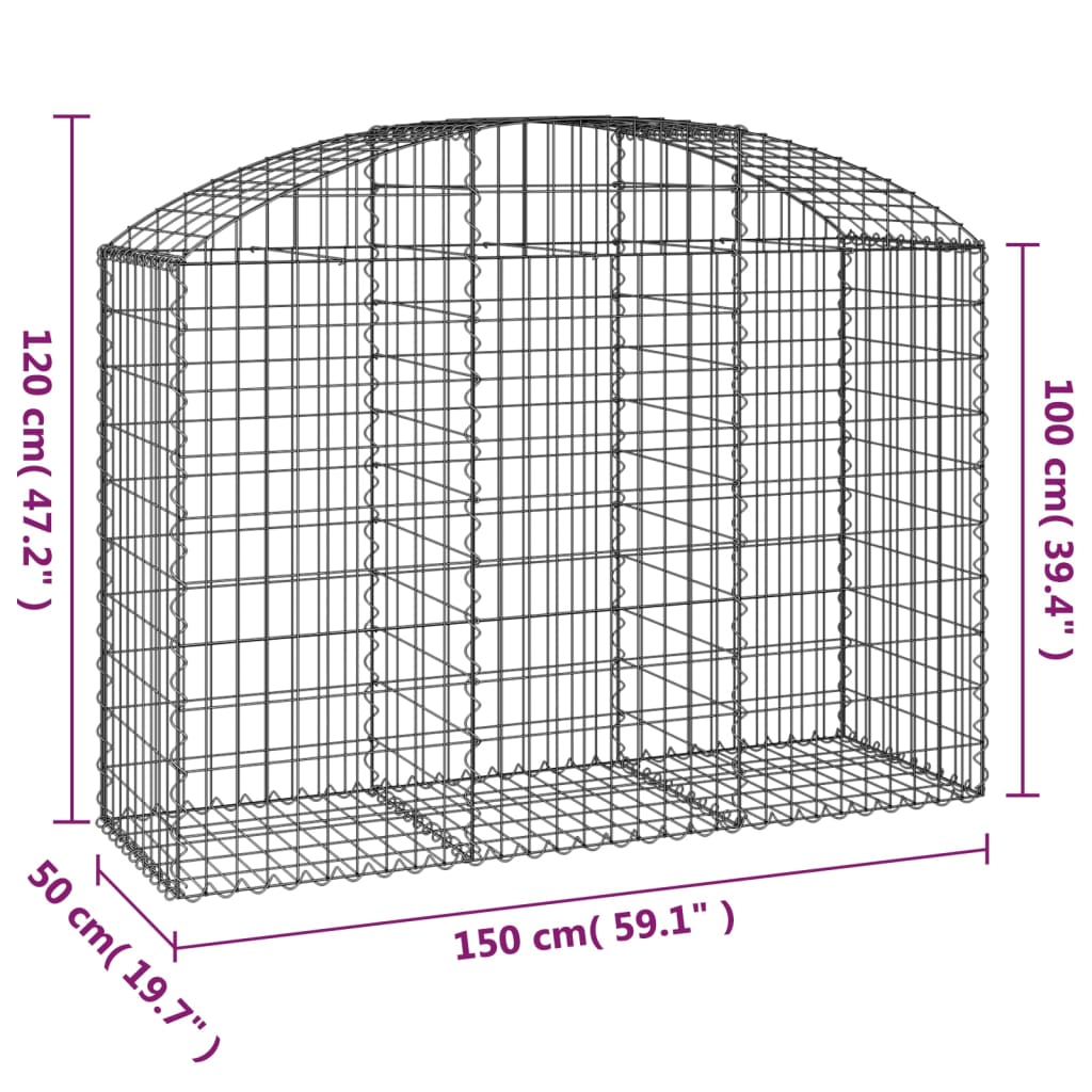 8720845651183_g_en_hd_3 vidaXL Arched Gabion Basket 150x50x100/120 cm Galvanised Iron - Image 5