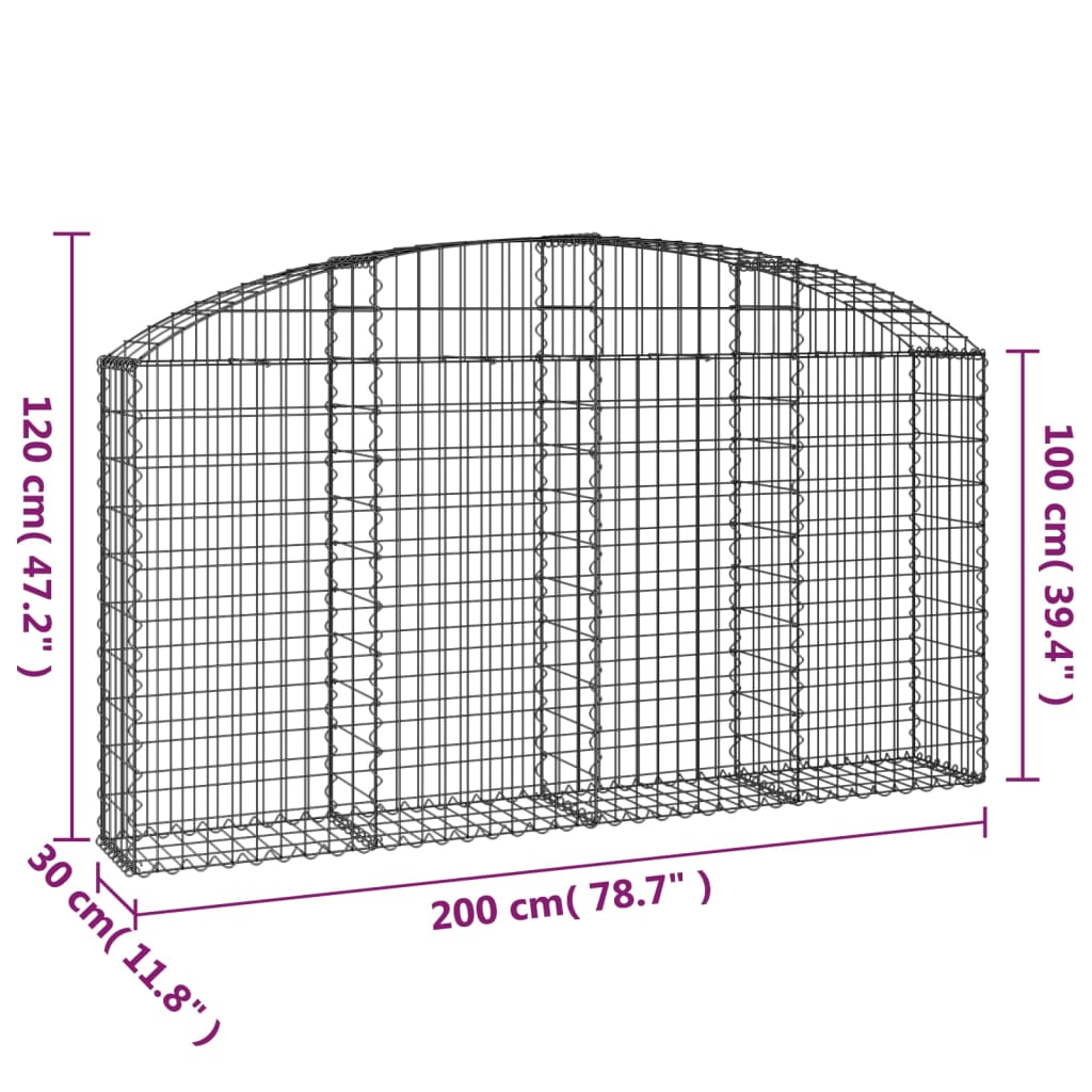 8720845651282_g_en_hd_3 vidaXL Arched Gabion Basket 200x30x100/120 cm Galvanised Iron - Image 5