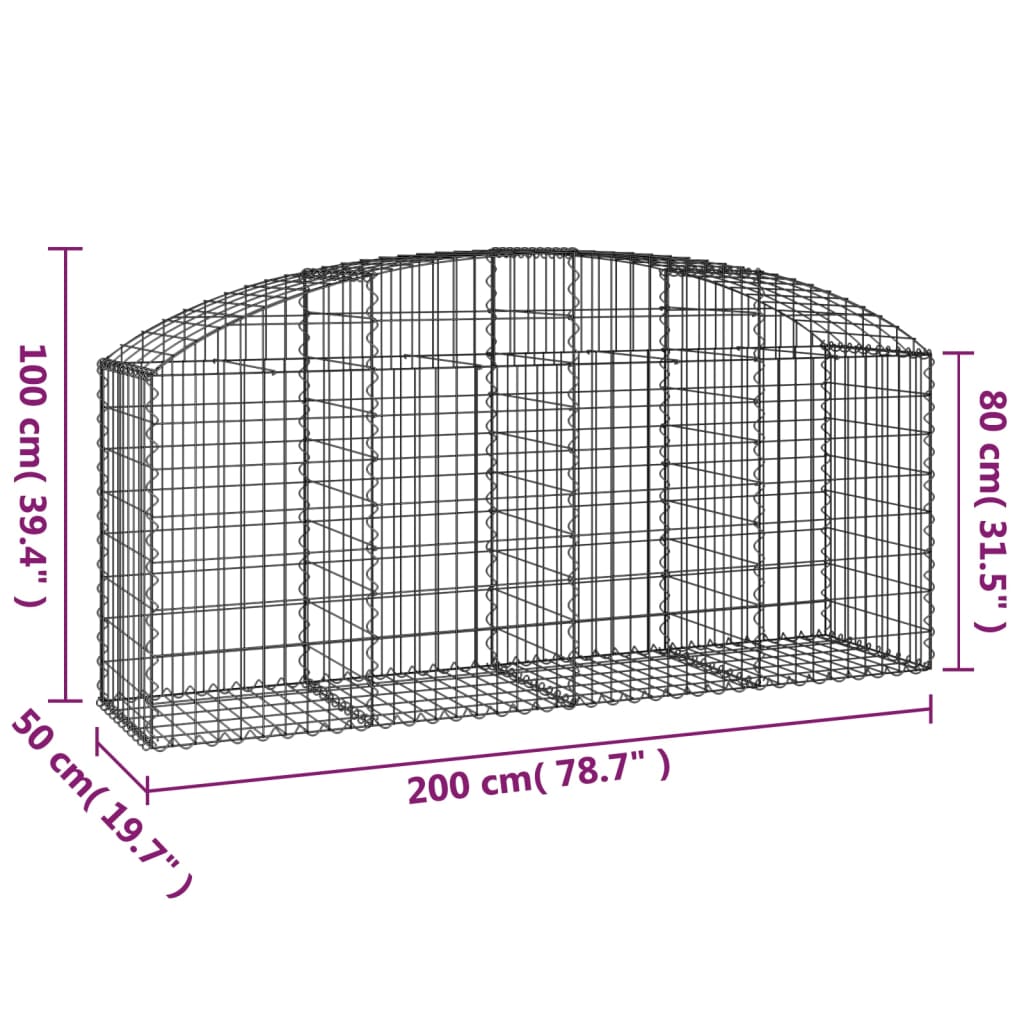 8720845651374_g_en_hd_3 vidaXL Arched Gabion Basket 200x50x80/100 cm Galvanised Iron - Image 5