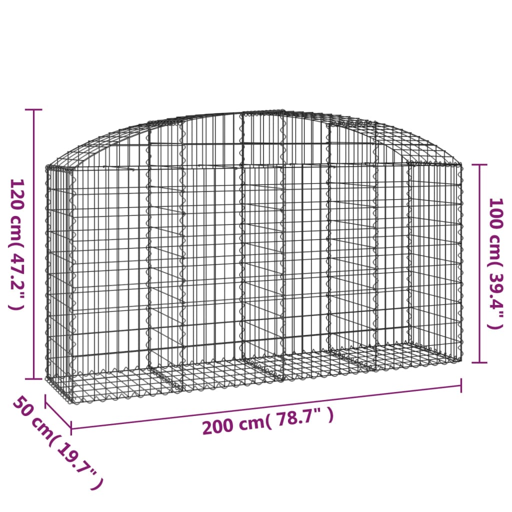 8720845651381_g_en_hd_3 vidaXL Arched Gabion Basket 200x50x100/120 cm Galvanised Iron - Image 5