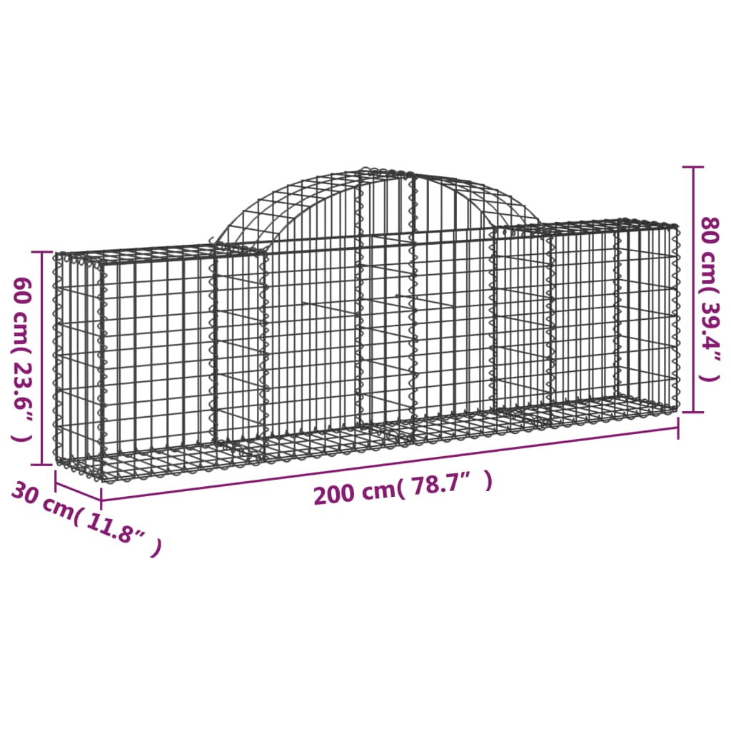 8720845651466_g_en_hd_3 vidaXL Arched Gabion Basket 200x30x60/80 cm Galvanised Iron - Image 5