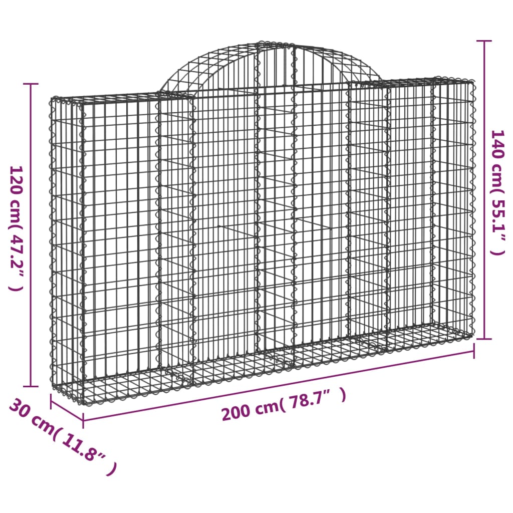 8720845651497_g_en_hd_3 vidaXL Arched Gabion Basket 200x30x120/140 cm Galvanised Iron - Image 5