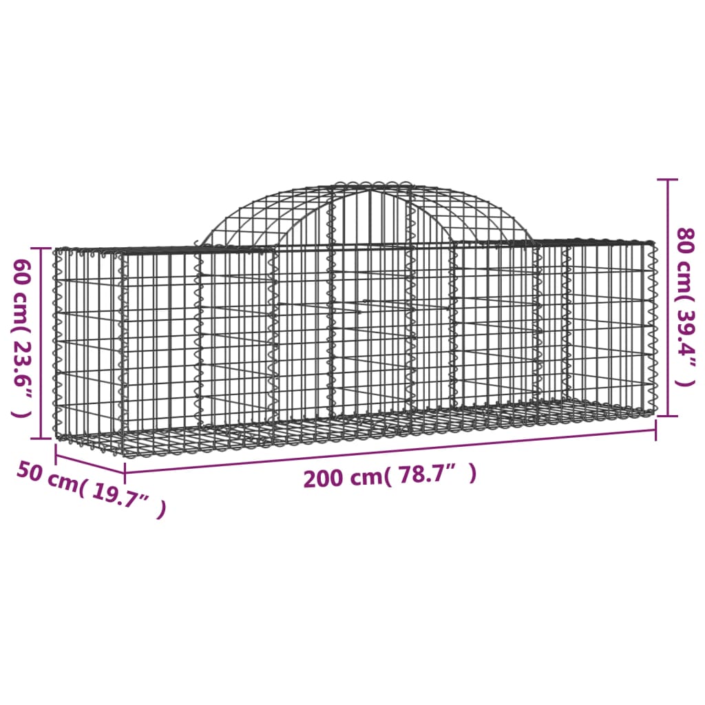 8720845651565_g_en_hd_3 vidaXL Arched Gabion Basket 200x50x60/80 cm Galvanised Iron - Image 5