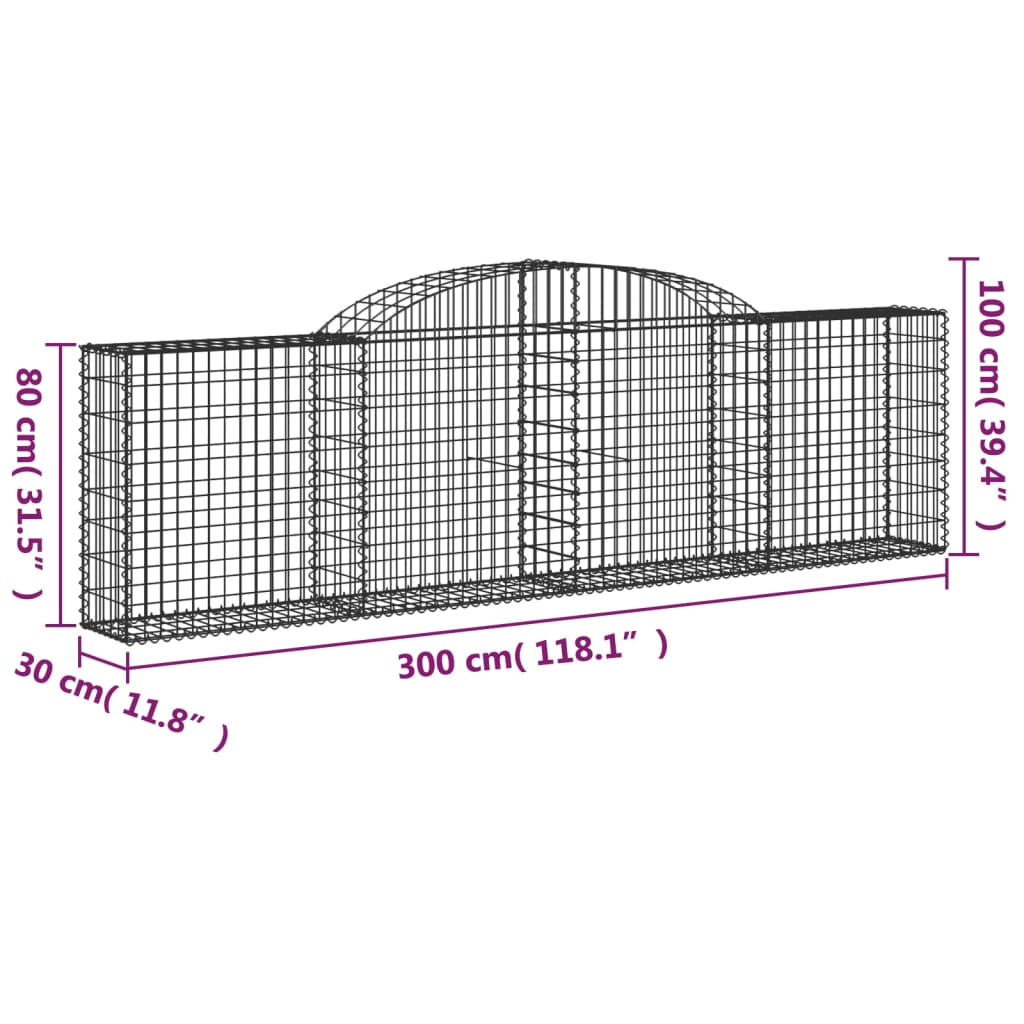 8720845651671_g_en_hd_3 vidaXL Arched Gabion Basket 300x30x80/100 cm Galvanised Iron - Image 5