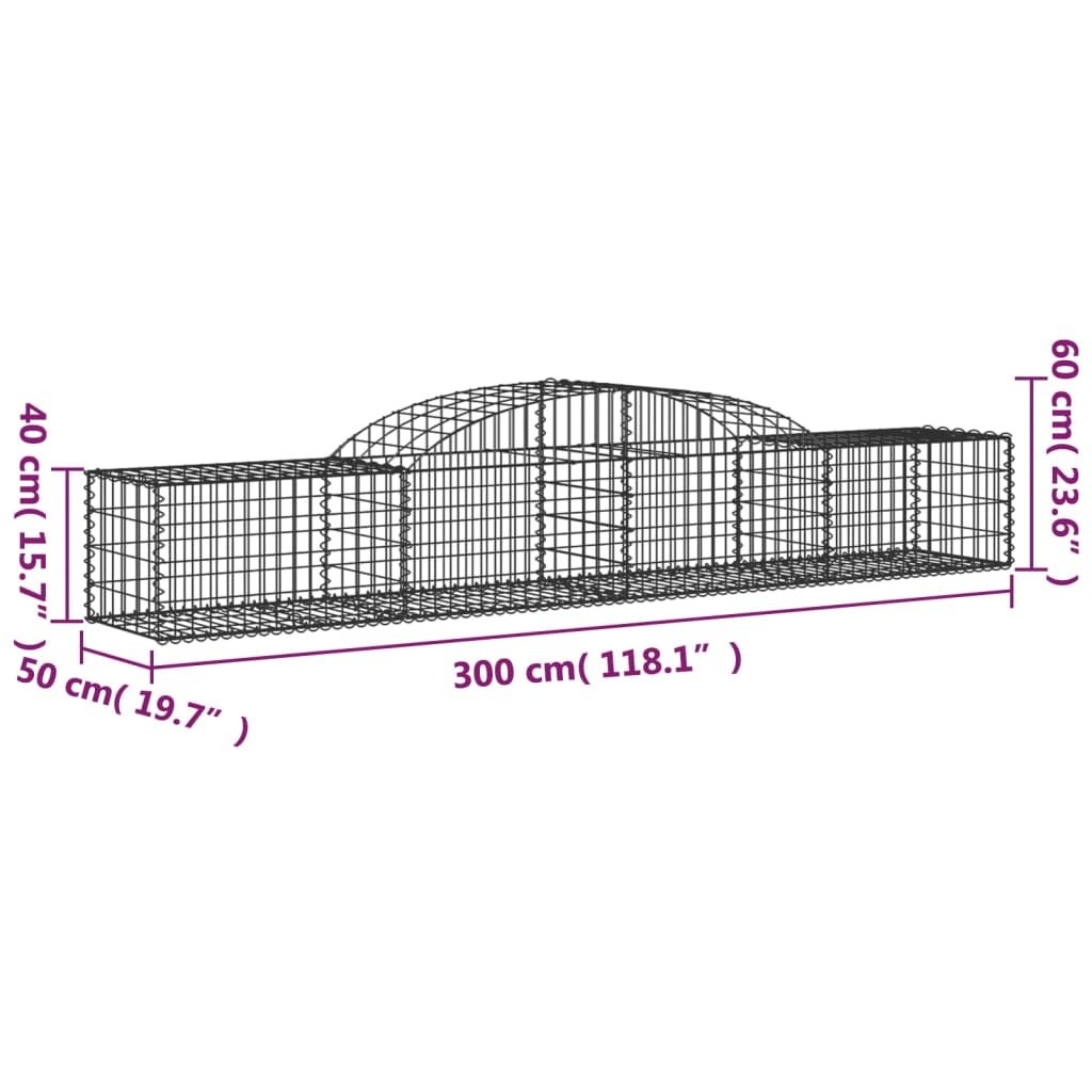 8720845651756_g_en_hd_3 vidaXL Arched Gabion Basket 300x50x40/60 cm Galvanised Iron - Image 5