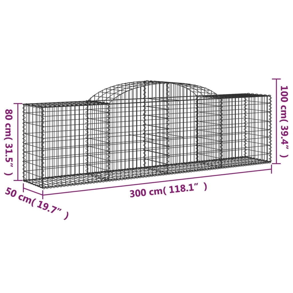 8720845651770_g_en_hd_3 vidaXL Arched Gabion Basket 300x50x80/100 cm Galvanised Iron - Image 5