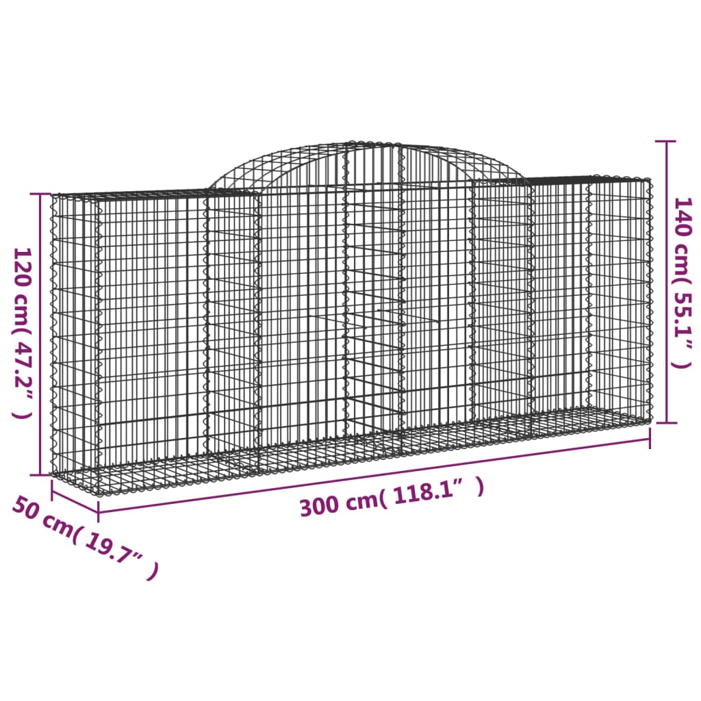 8720845651794_g_en_hd_3 vidaXL Arched Gabion Basket 300x50x120/140 cm Galvanised Iron - Image 5