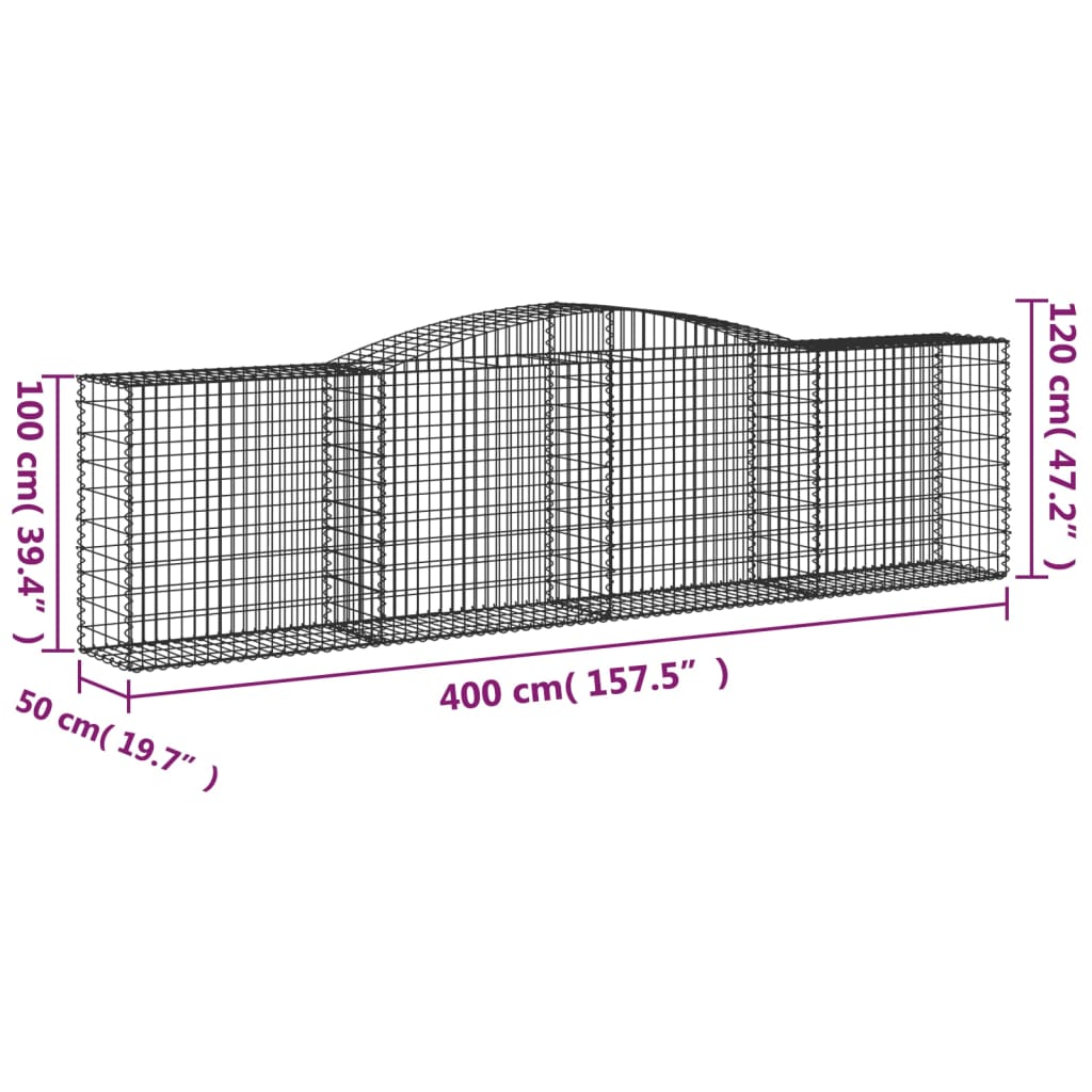 8720845651985_g_en_hd_3 vidaXL Arched Gabion Basket 400x50x100/120 cm Galvanised Iron - Image 5