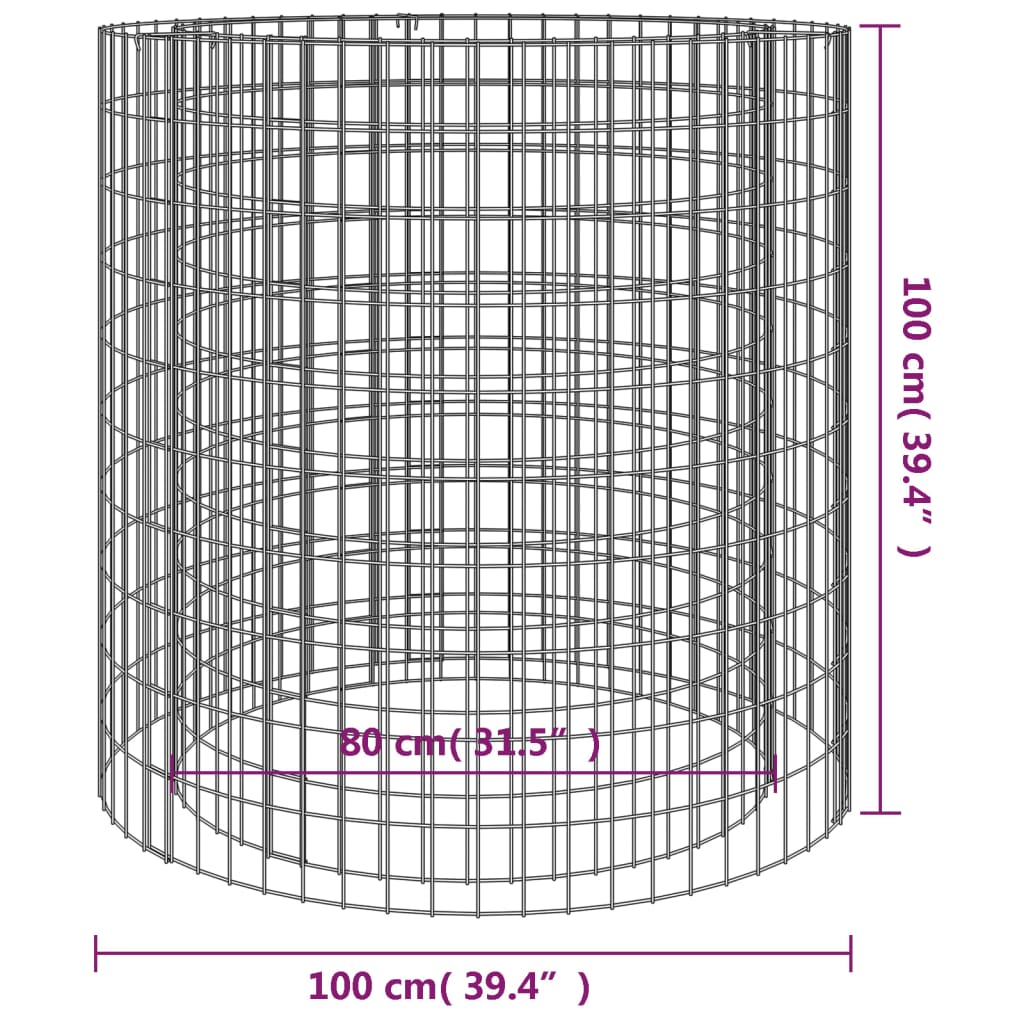 8720845652241_g_en_hd_3 vidaXL Gabion Fire Pit Ø 100 cm Galvanised Iron - Image 5