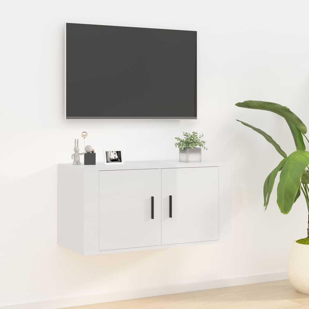 vidaXL Wall Mounted TV Cabinet High Gloss White 80x34.5x40 cm