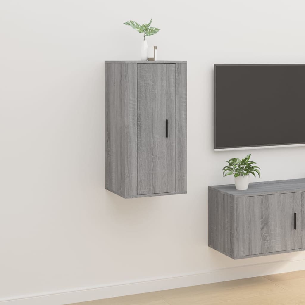 vidaXL Wall Mounted TV Cabinet Grey Sonoma 40x34.5x80 cm