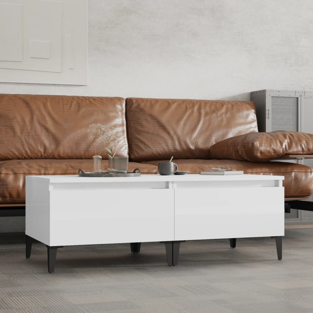 vidaXL Side Tables 2 pcs High Gloss White 50x46x35 cm Engineered Wood