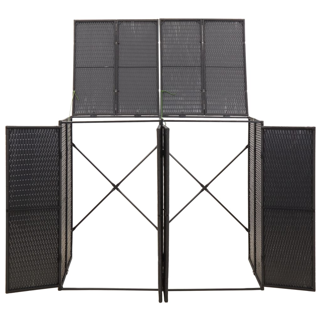 8720845670221_g_en_hd_3 vidaXL Double Wheelie Bin Shed Black 140x80x117 cm Poly Rattan - Image 4