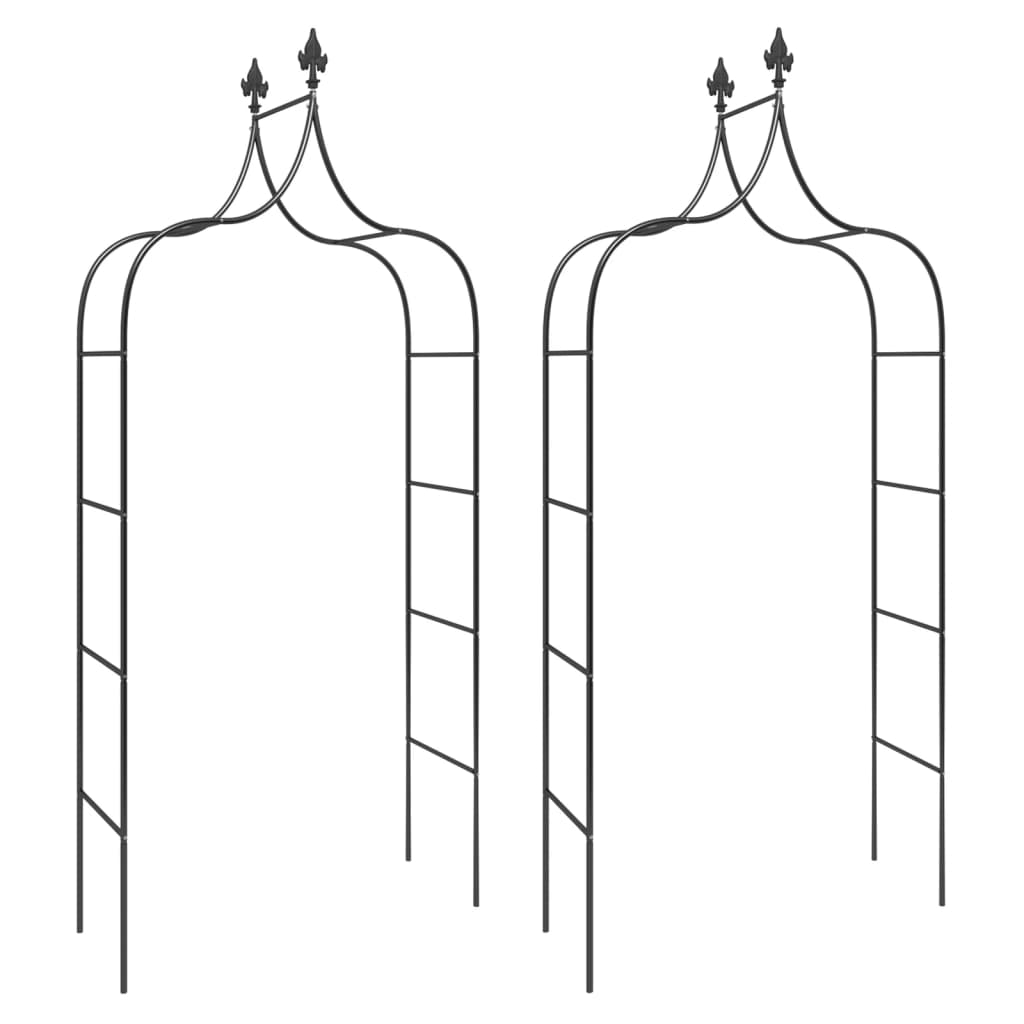 8720845670351_a_en_hd_1 vidaXL Garden Arches 2 pcs Black 120x38x260 cm Steel - Image 2